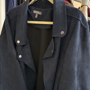 Ulla Popken blue Sueded like material jacket snaps and zippers 32/34